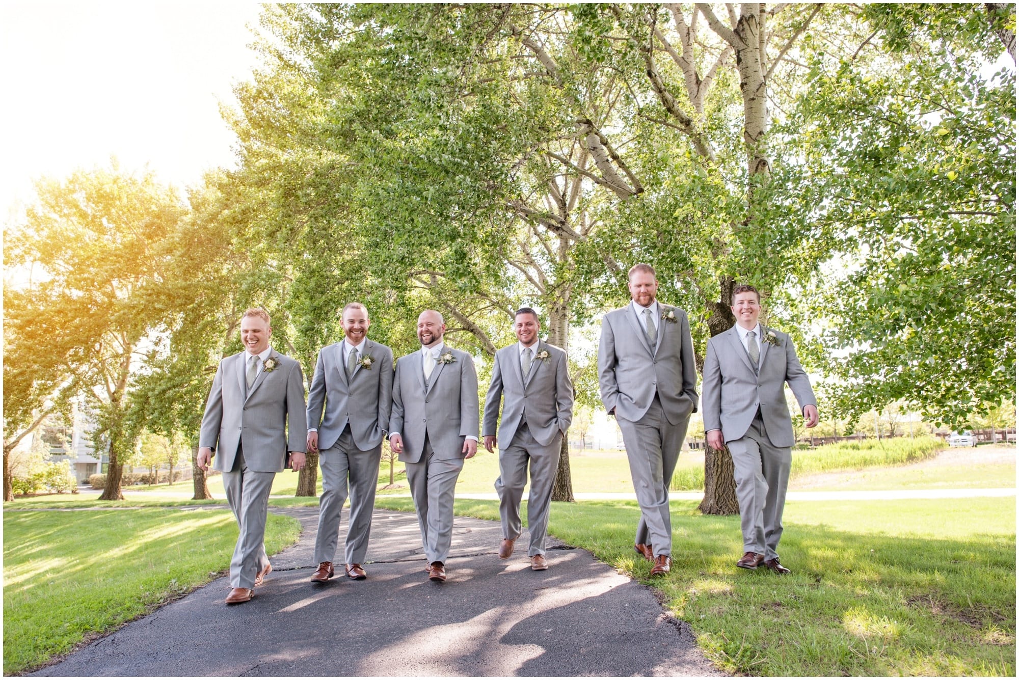 groomsmen walking with groom