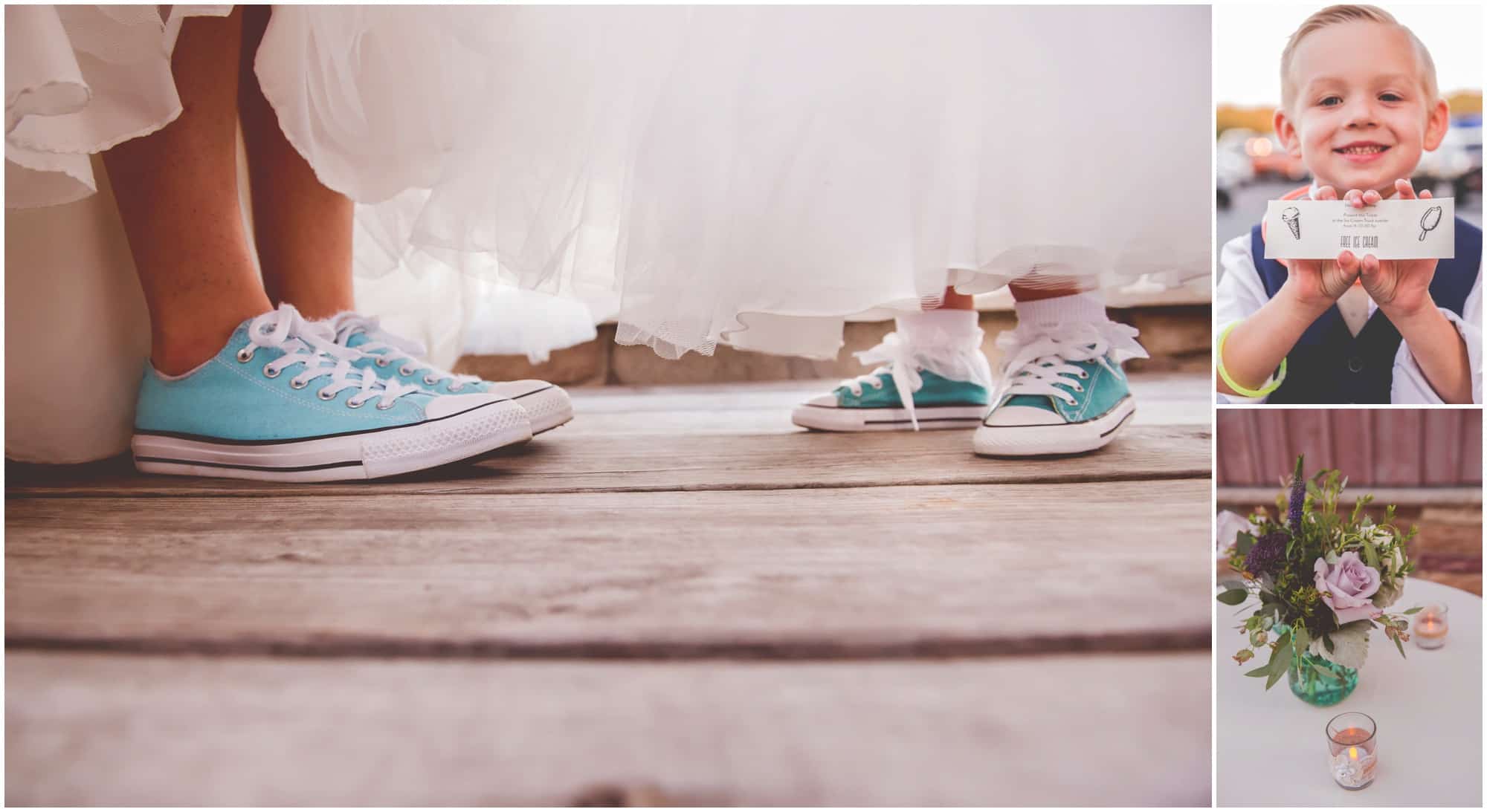 County Line Orchard Wedding Photographer bride and flower girls blue shoes, chuck taylor, converse 