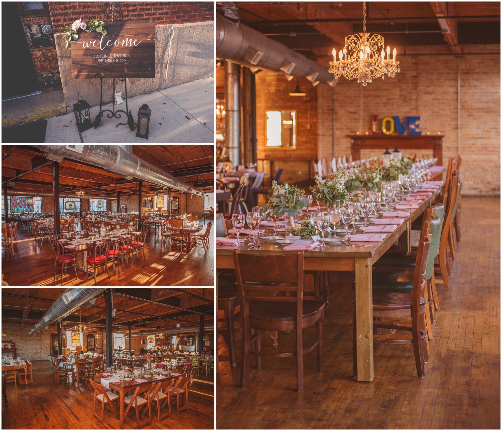 Salvage One Wedding Photographer details of reception room