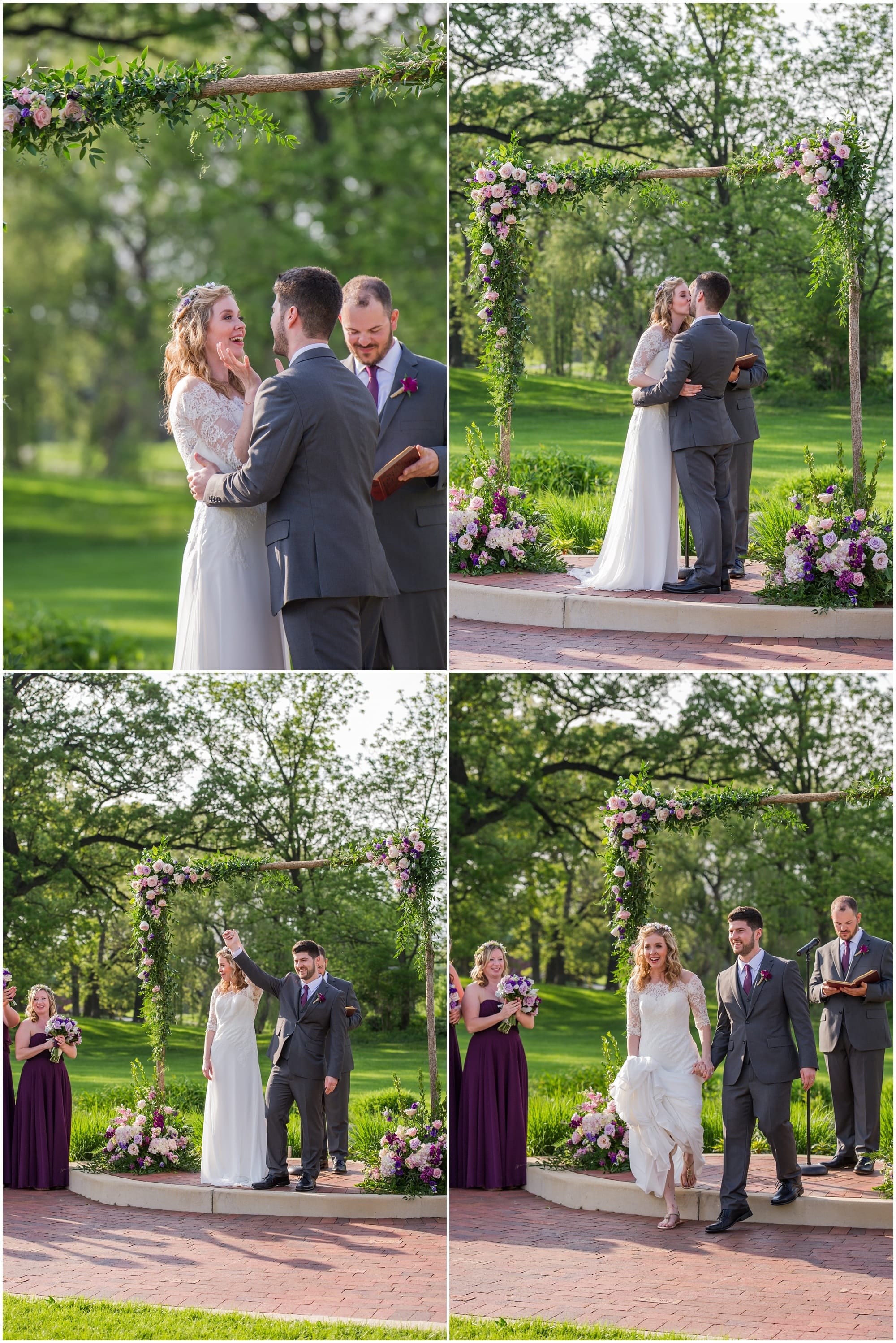 fishermans inn elburn wedding outdoor ceremony kiss