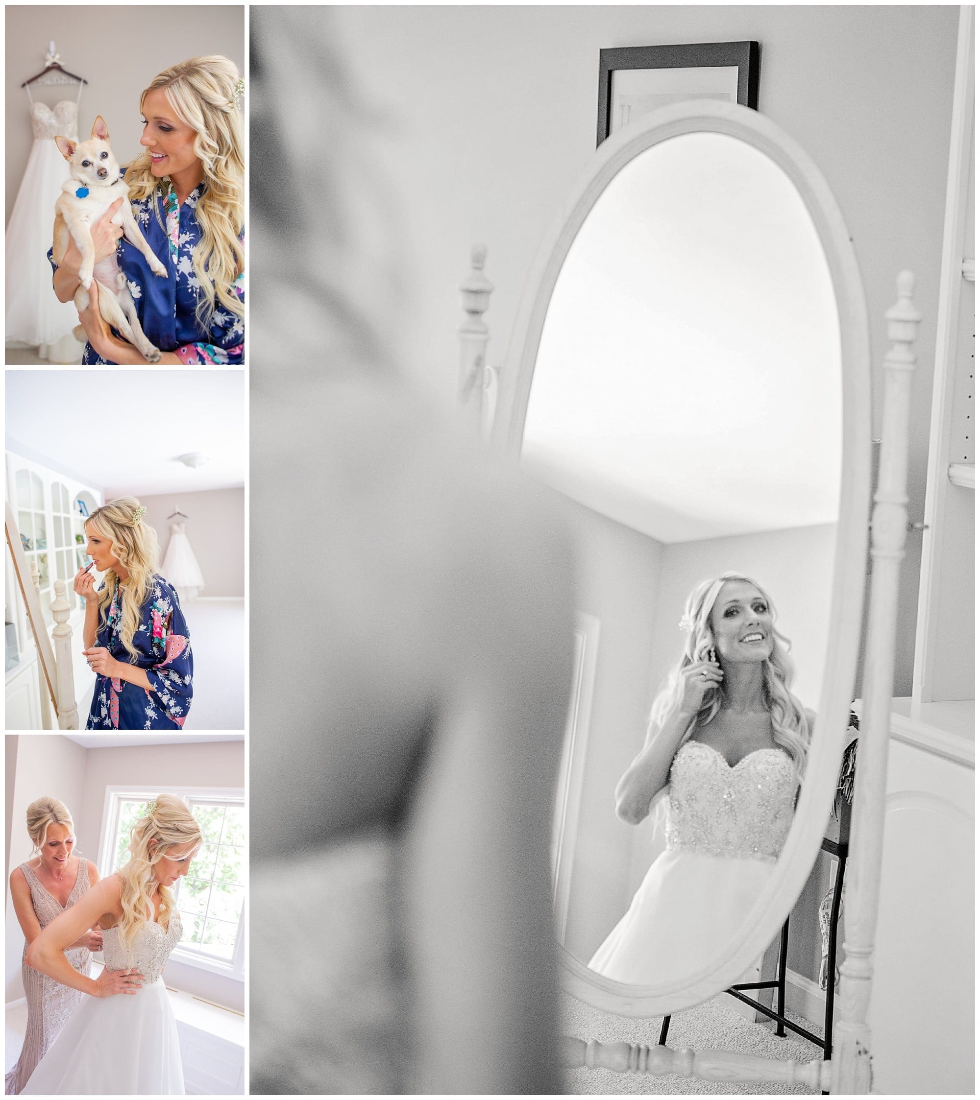 Odyssey Country Club Tinley Park Wedding Photographer bride getting ready and portraits with dogs